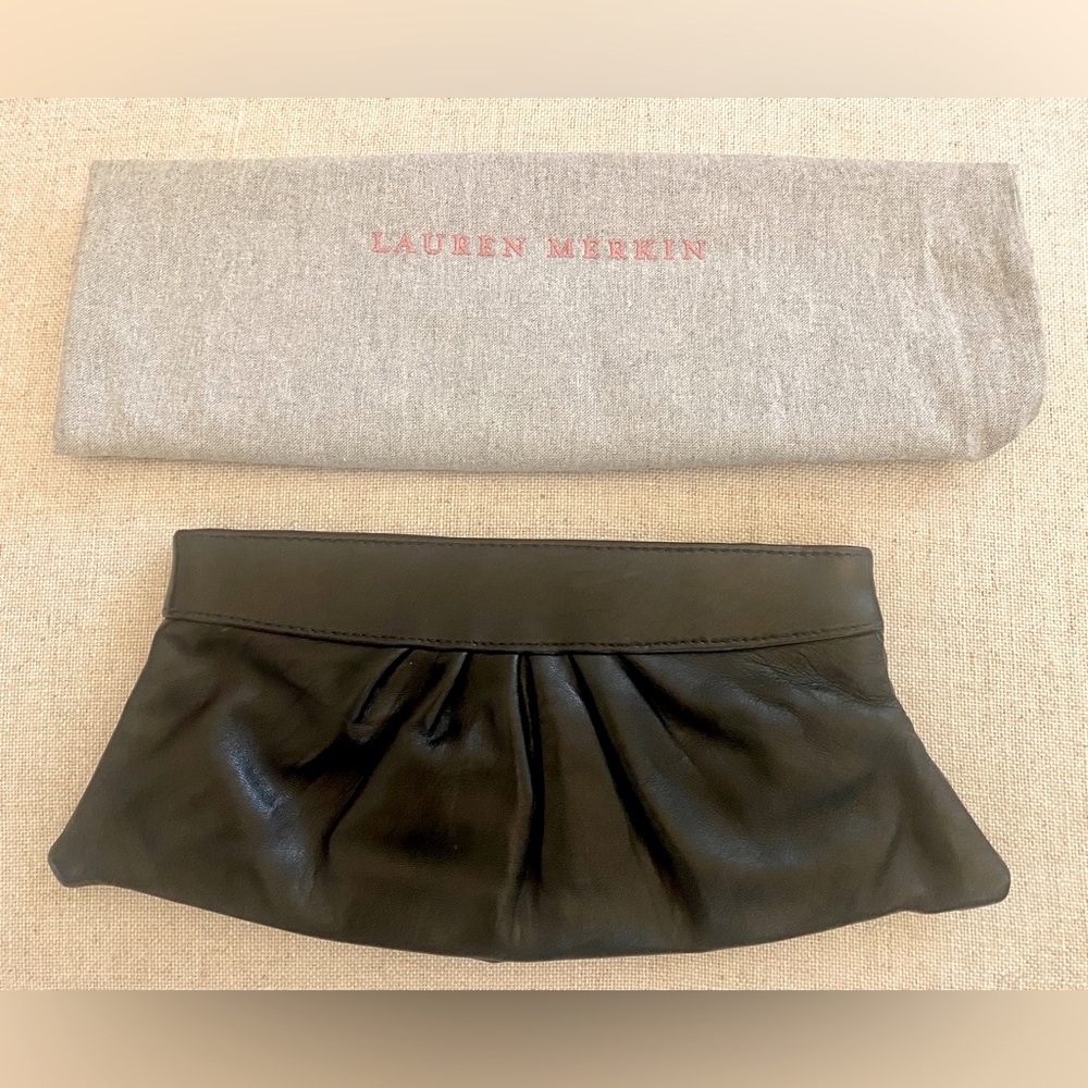 Lauren Merkin Eve Clutch in Black Smooth Leather